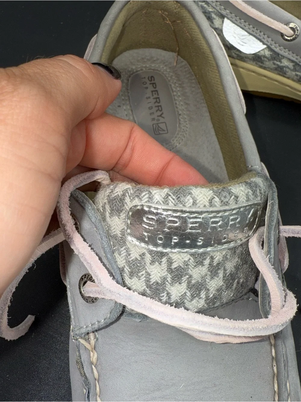 Sperry Angelfish Boat Shoes 7.5 Gray Silver Coastal Prep Nautical Chic Trend